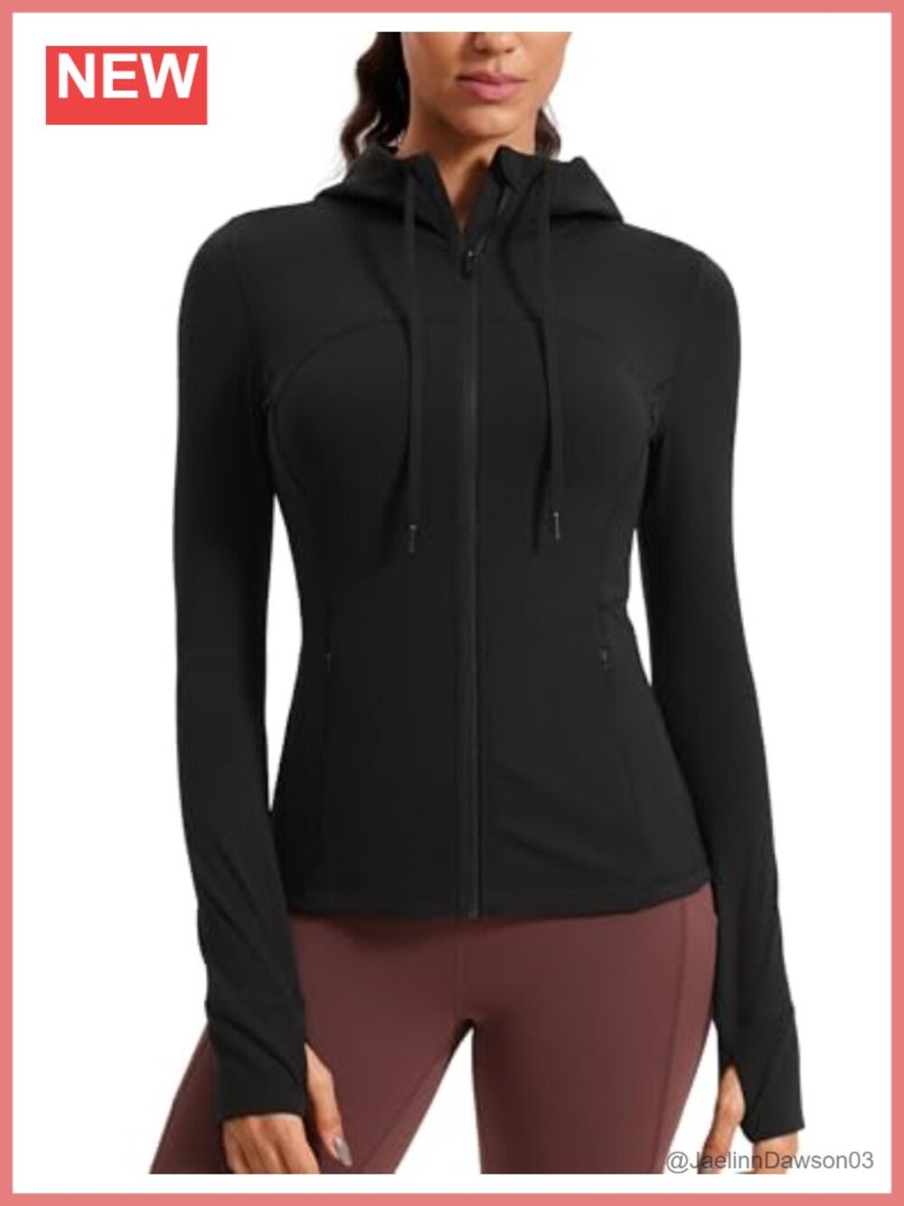 Butterluxe Slim Fit Hooded Zip Up Athletic Jacket with Thumb Holes